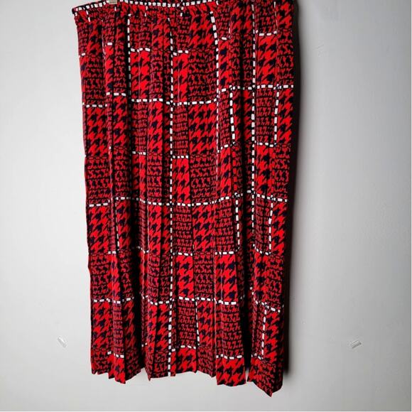 Andrea Gayle Collections Red Blue Houndstooth Midi Skirt Size 20 Elastic Waist - Picture 4 of 9